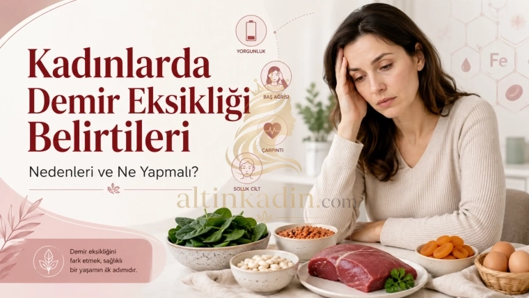kadınlarda demir eksikliği belirtileri, demir eksikliği, kansızlık belirtileri, ferritin düşüklüğü, adet kanaması, yorgunluk, saç dökülmesi, kadın sağlığı, demir içeren besinler