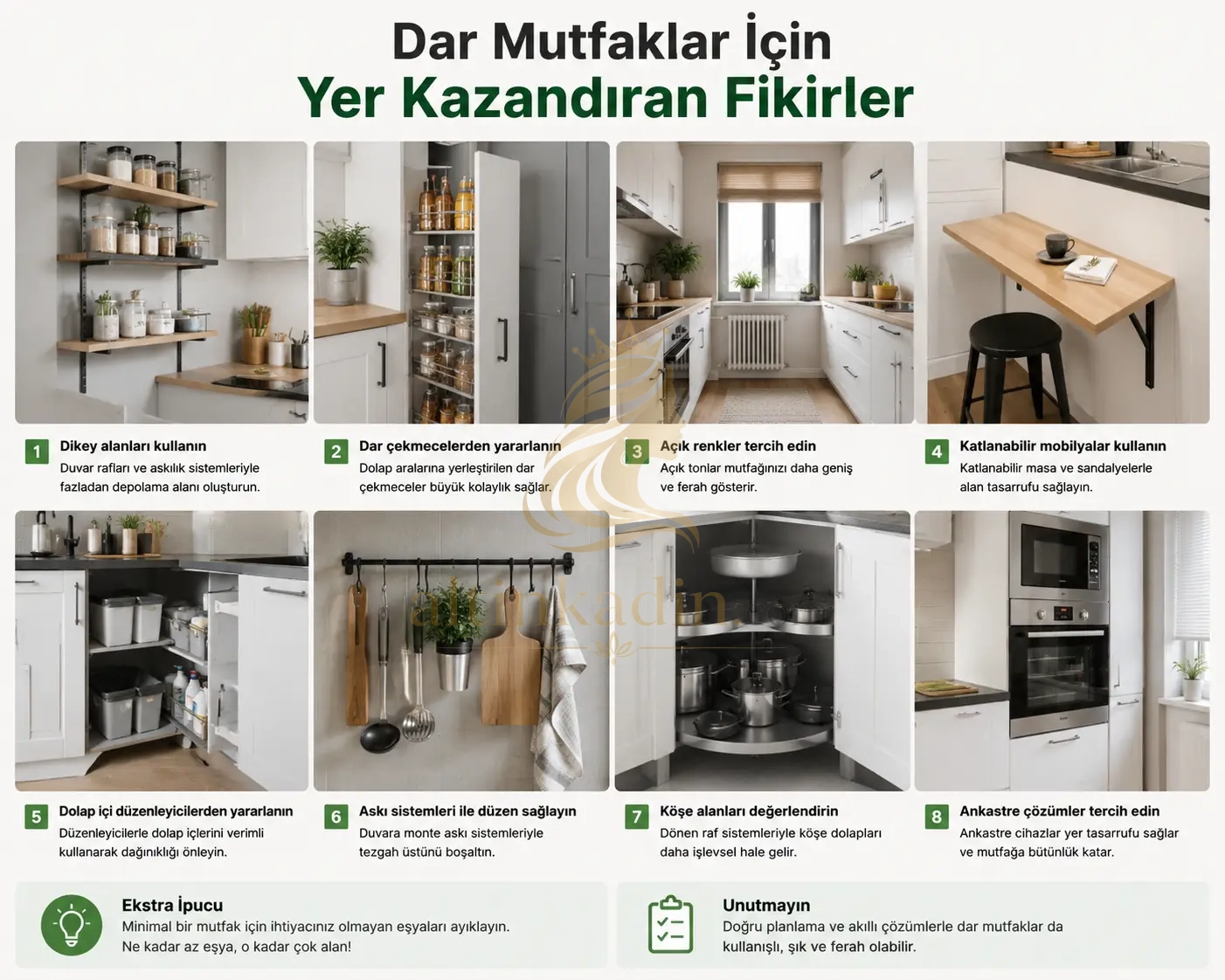 Dar mutfaklarda alan tasarrufu sağlayan akıllı depolama sistemleri